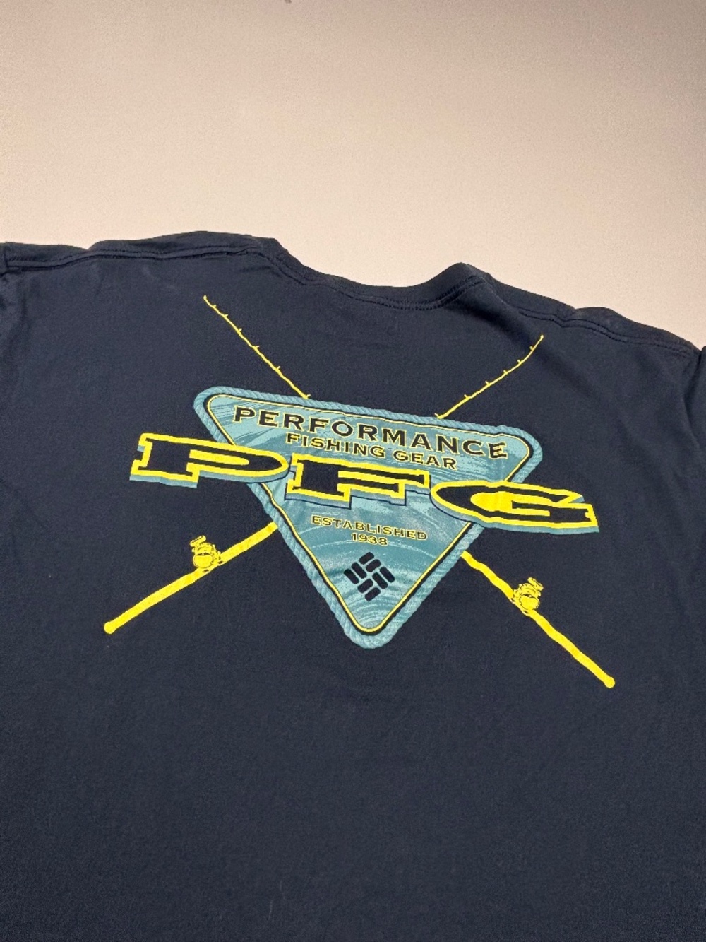 Mens Navy PFG Columbia Fishing T-Shirt Size XXL